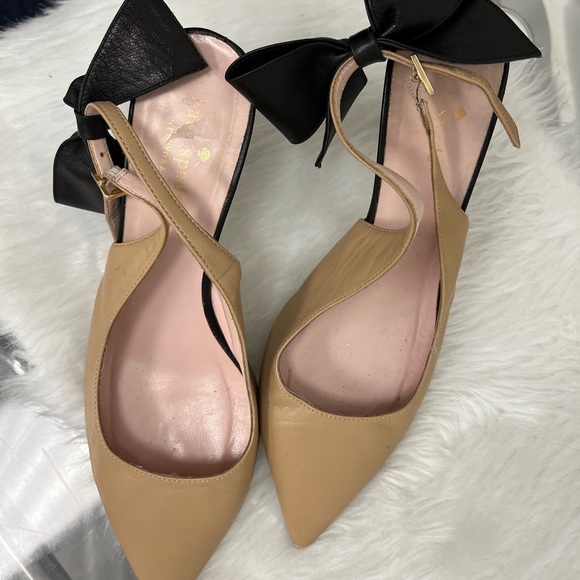Kate Spade tan x black bow mules - Picture 6 of 7